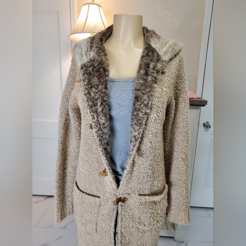 Women's Beige Textured Coat